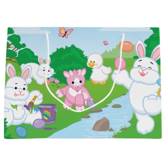 春のお祝いの卵の狩り ラージペーパーバッグ (正面)