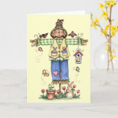 春のかかし-挨拶状 カード (黄色い花)