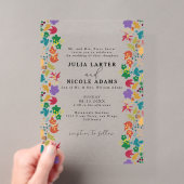 春のからし色と紫の草原の花の結婚式 アクリル招待状 (インサイチュ (ポータブル))