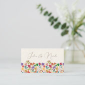 春のからし色と紫の草原の花の結婚式 プレイスカード (スタンド正面)