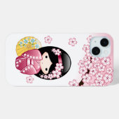 春のこけし人形 - 可愛い日本のお茶の水の女の子 Case-Mate iPhoneケース (裏面 (横))