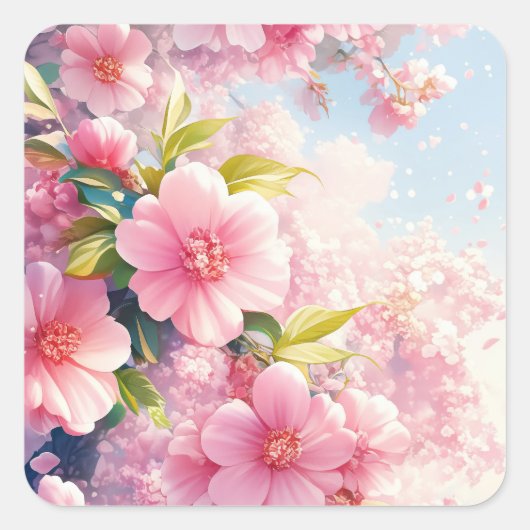 春のささやき 桜 スクエアシール (正面)