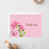 春のてんとう虫の蝶平たい箱はメッセージカード感謝していしています ノートカード (正面/裏面インサイチュ)