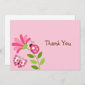 春のてんとう虫の蝶平たい箱はメッセージカード感謝していしています ノートカード (正面/裏面)