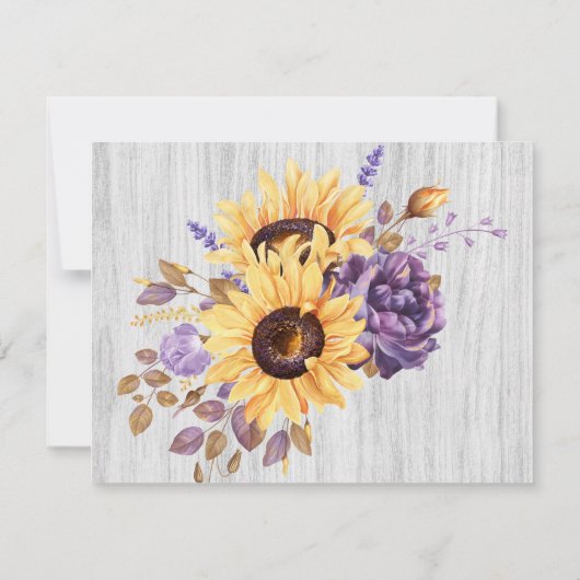春のひまわりとパープルの牡丹 Save the Date セーブザデート (裏面)