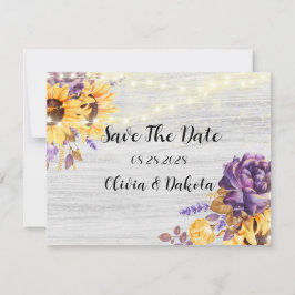 春のひまわりとパープルの芍薬 Save the Date セーブザデート