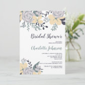 春のほこりを含んだ緑と黄色の花のブライダルシャワー 招待状 (スタンド正面)