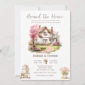 春のまわりにザハウスカップルブライダルシャワー 招待状 (正面)