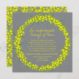 春のアカシア黄色灰色花輪の変化 招待状