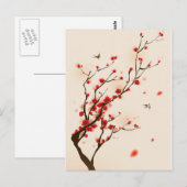 春のアジアスタイルの絵画のプラム花 ポストカード (正面/裏面)