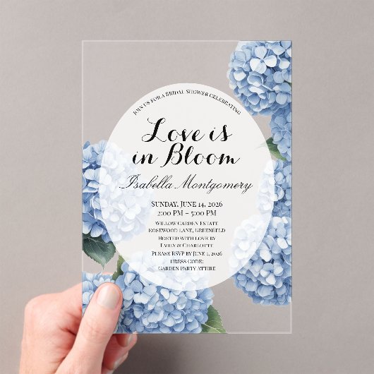 春のアジサイのブライダルシャワー Love Is in Bloom アクリル招待状 (インサイチュ (ポータブル))