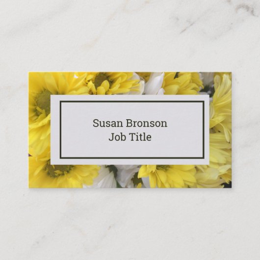 春のイエロー フラワーパターン 名刺 (正面)