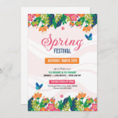 春のイベント招待チラシテンプレート 招待状 (正面/裏面)