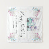 春のイースター ハッピーバースデー トラック タペストリー (正面(横))