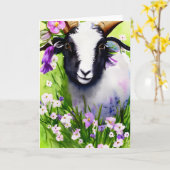 春のイースター　子羊　水彩　あらゆる行事に カード (黄色い花)