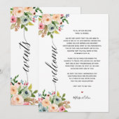 春のウェディングエレガントなカリグラフィー予定カード プログラム (正面/裏面)