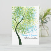 春のウェディング ぐるぐる木 「結婚式の日程を保存してね」 招待状 (スタンド正面)