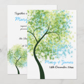 春のウェディング ぐるぐる木 「結婚式の日程を保存してね」 招待状 (正面/裏面)