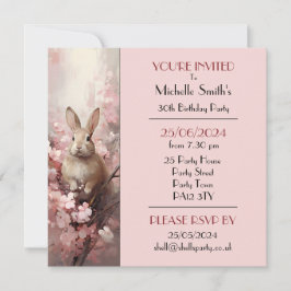 春のウサギの誕生日パーティー 招待状