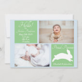 春のウサギの赤ちゃん誕生お知らせ 招待状 (正面)