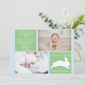 春のウサギの赤ちゃん誕生お知らせ 招待状 (スタンド正面)