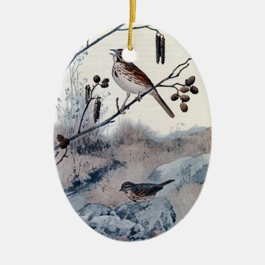 春のウタスズメ セラミックオーナメント (正面)