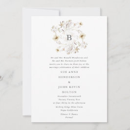 春のエレガントなワイルドフラワーの花輪 フローラルウェディング 招待状