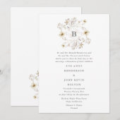 春のエレガントなワイルドフラワーの花輪 フローラルウェディング 招待状 (正面/裏面)