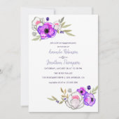 春のエンゲージメントパーティー 水彩花イラスト 招待状 (正面)