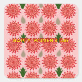 春のカスタムフラワー 女性の日パターン スクエアシール (正面)