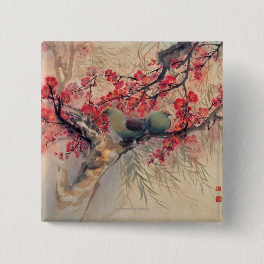 春のカップル 缶バッジ (正面)