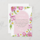 春のカラフルなお花の子供の誕生日 サンキューカード (正面/裏面)