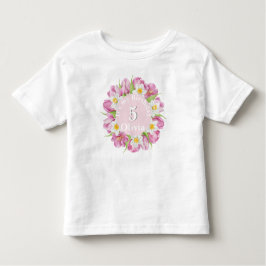 春のカラフルなお花の子供の誕生日 トドラーTシャツ
