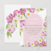 春のカラフルな花の子供の誕生日 サンキューカード (正面/裏面)