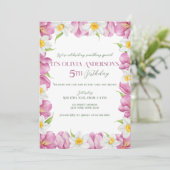 春のカラフルな花の子供の誕生日 招待状 (スタンド正面)