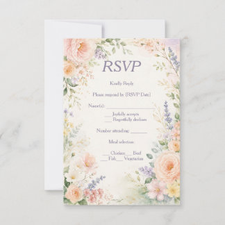 春のガーデンウェディングのSave the Date 出欠カード