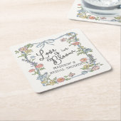 春のガーデンパーティーパステルフラワーブライダルシャワー スクエアペーパーコースター (アングル)