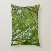 春のキャノピ葉ーグリーン自然シーン アクセントクッション (正面(垂直))