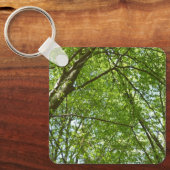 春のキャノピ葉ーグリーン自然シーン キーホルダー (正面)