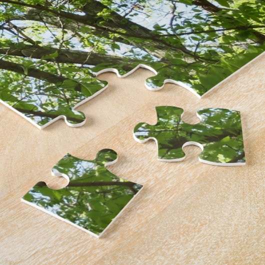 春のキャノピ葉ーグリーン自然シーン ジグソーパズル (側面)