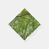春のキャノピ葉ーグリーン自然シーン スタンダードカクテルナプキン (角)