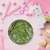 春のキャノピ葉ーグリーン自然シーン ペーパープレート (パーティー)