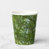 春のキャノピ葉ーグリーン自然シーン 紙コップ (裏面)