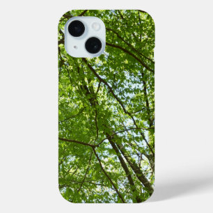 春のキャノピ葉ーグリーン自然シーン iPhone 15ケース