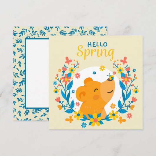 春のクマの挨拶カード (正面/裏面)