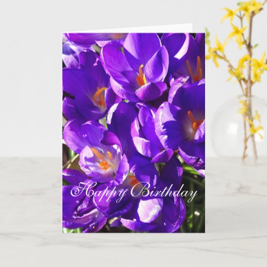 春のクロッカス カード (黄色い花)