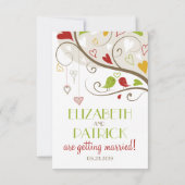 春のグリーンと赤のかわいいラブバード RSVP (裏面)