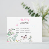 春のグリーン バタフライ フラワーの結婚式 出欠カード (スタンド正面)