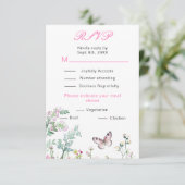 春のグリーン バタフライ フラワーの結婚式 出欠カード (スタンド正面)