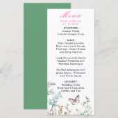 春のグリーン バタフライ フラワー ウェディング メニュー (正面/裏面)
